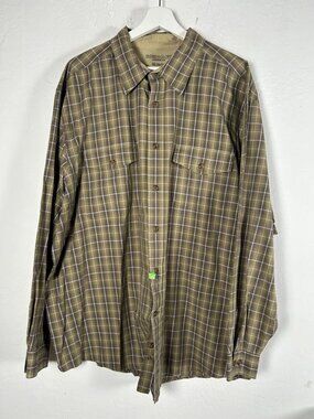 Faded Glory Mens Plaid Button-Up Shirt 2XL (50/52) Cotton Long Sleeve Casual